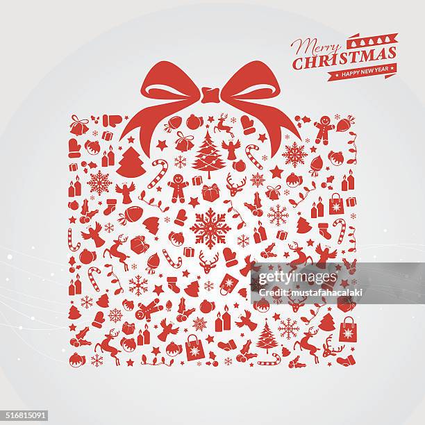 rote weihnachts-geschenk-box - geschenk rund stock-grafiken, -clipart, -cartoons und -symbole