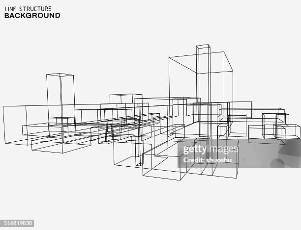 stockillustraties, clipart, cartoons en iconen met line structure background - architecture