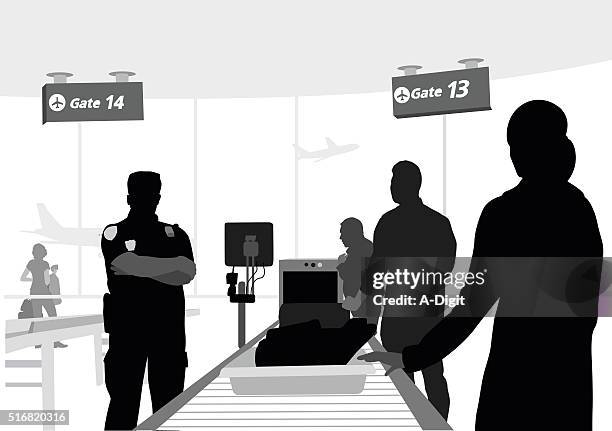 stockillustraties, clipart, cartoons en iconen met airport carry on - tsa security