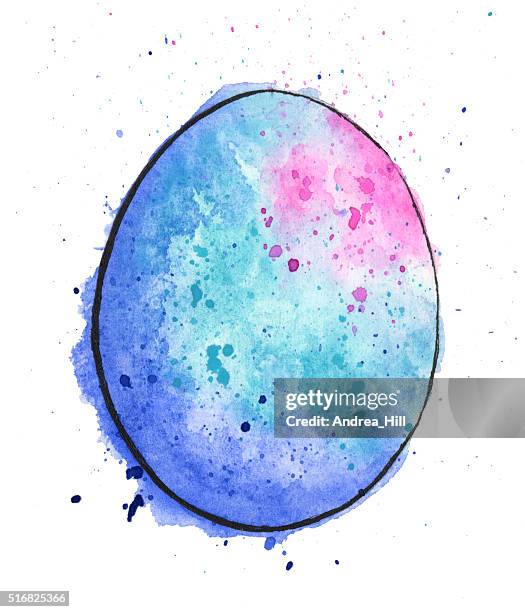 aquarell von bunten osterei. raster-illustration. - raster punkte stock-grafiken, -clipart, -cartoons und -symbole