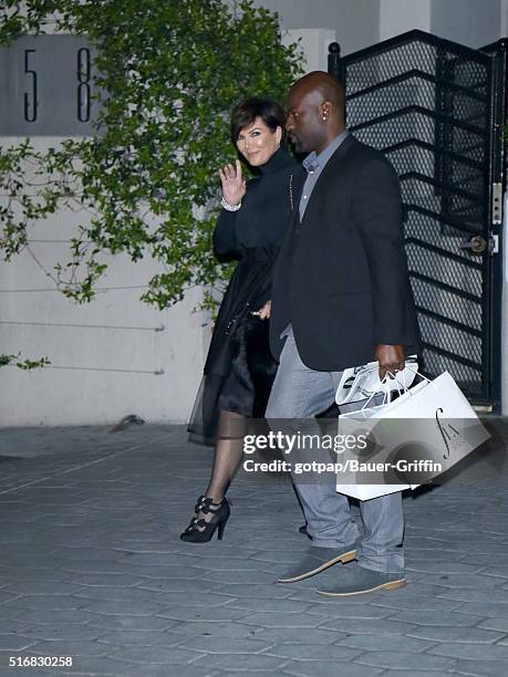 Kris Jenner and Corey Gamble are seen leaving 'Fashion Los Angeles Awards' at Sunset Tower Hotel on March 20, 2016 in Los Angeles, California.