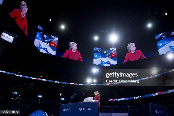 Hillary Clinton, former Secretary of State and 2016 Democratic presidential candidate, speaks during the American Israeli Public Affairs Committee...