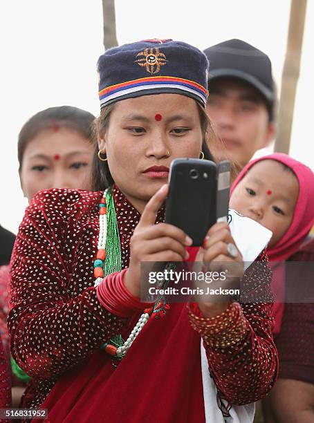 Young Nepalese girls in the villlage of Leorani in the Himalayan foothills on day three of his visit to Nepal on March 21, 2016 in Bardia, Nepal....