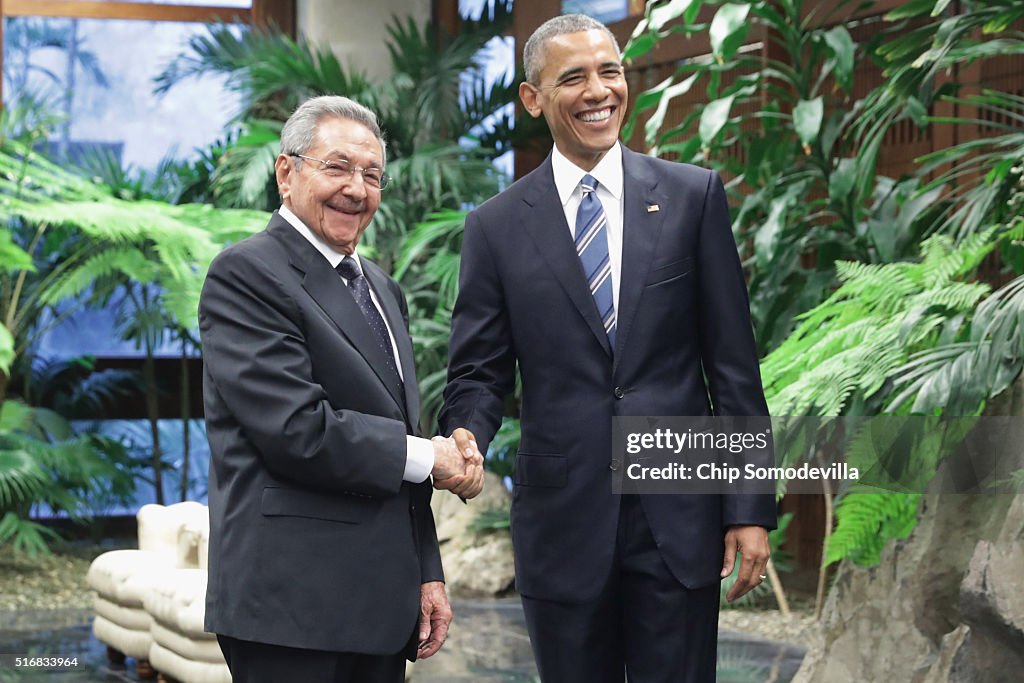 President Obama Meets With Cuban President Raul Castro In Havana