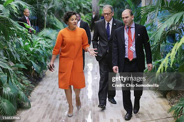 Commerce Secretary Penny Pritzker, U.S. Chief of Mission to the U.S. Embassy in Cuba Jeffrey DeLaurentis and White House Deputy National Security...