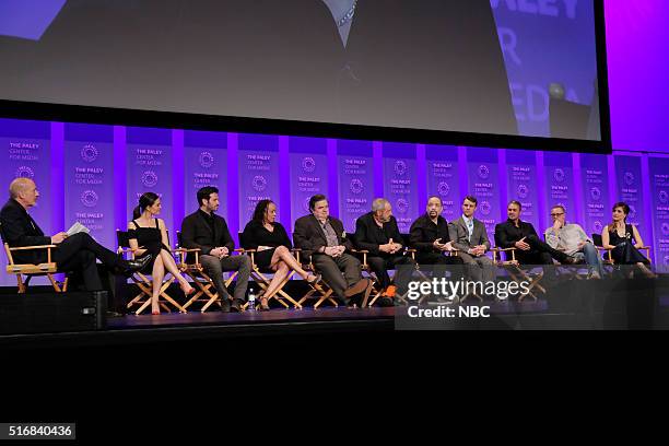 33rd Annual PaleyFest: An Evening with Dick Wolf" -- Pictured: Gary Bryan, Moderator; Torrey DeVitto, Colin Donnell, S. Epatha Merkerson, Oliver...