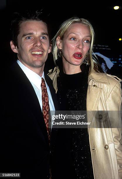 Ethan Hawke and Uma Thurman at the Hamlet premiere, New York, May 1, 2000.