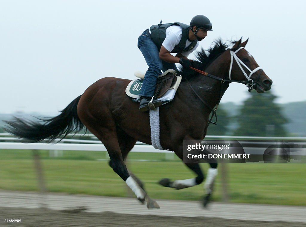 Exercise rider Alfredo Loriano rides Proud Citizen