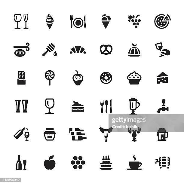 bildbanksillustrationer, clip art samt tecknat material och ikoner med cafe & snacks vector symbols and icons - pretzel