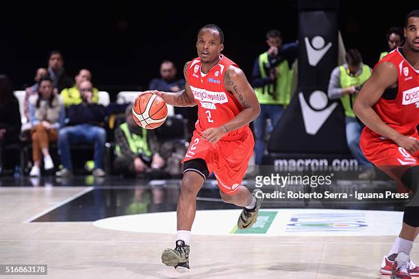 Maalik Wayns of Openjobmetis in action during the LegaBasket match between Virtus Obiettivo Lavoro vs Openjobmetis Varese at Unipol Arena on March...