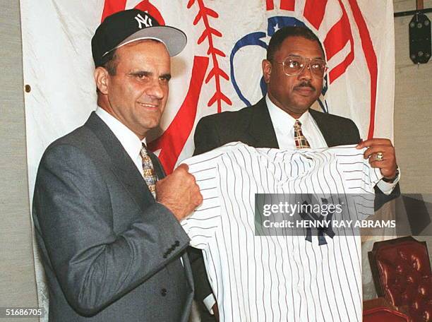 Joe Torre was introduced as the newest New York Yankees manager by general manager Bob Watson at Yankee Stadium 02 November in New York. Torre...