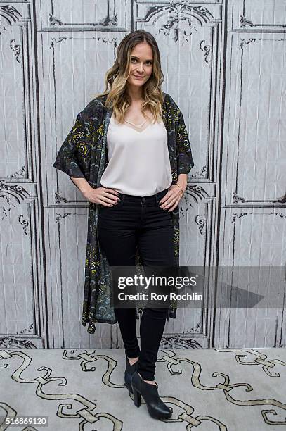 Actress Rachel Blanchard discusses "You Me Her" during AOL Build at AOL Studios In New York on March 21, 2016 in New York City.