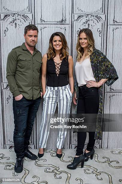 Actors Greg Poehler, Priscilla Faia and Rachel Blanchard discuss "You Me Her" during AOL Build at AOL Studios In New York on March 21, 2016 in New...