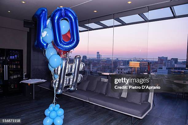 General view of atmosphere at Twitter's 10th Anniversary party on March 21, 2016 in Milan, Italy.