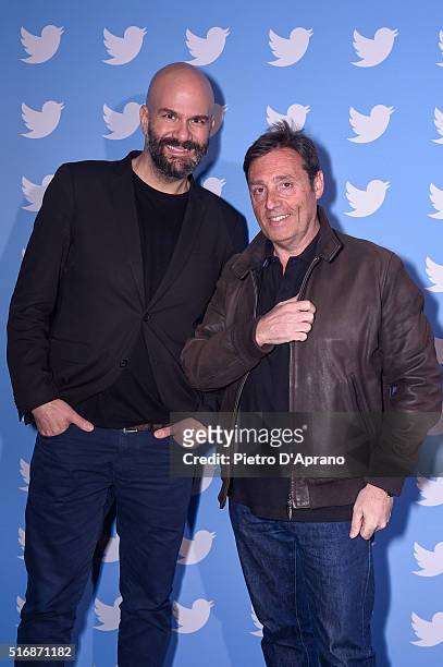 Tony Severo and Rosario Pellecchia attends Twitter's 10th Anniversary party on March 21, 2016 in Milan, Italy.