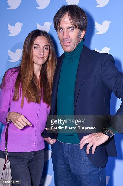Evelina Rolandi and Davide Oldani attend Twitter's 10th Anniversary party on March 21, 2016 in Milan, Italy.