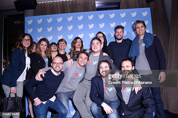 Italian Twitter team attend Twitter's 10th Anniversary party on March 21, 2016 in Milan, Italy.