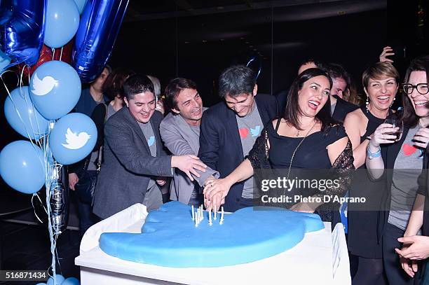 Italian Twitter team attend Twitter's 10th Anniversary party on March 21, 2016 in Milan, Italy.