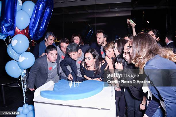 Italian Twitter team attend Twitter's 10th Anniversary party on March 21, 2016 in Milan, Italy.