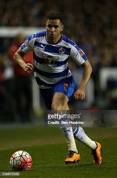 Hal Robson Kanu of Reading in action during The Emirates FA Cup Sixth Round round match between Reading and Crystal Palace at Madejski Stadium on...