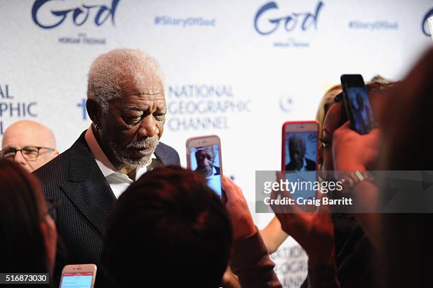 Host and Executive Producer Morgan Freeman attends National Geographic Channels world premiere screening of The Story of God with Morgan Freeman,...