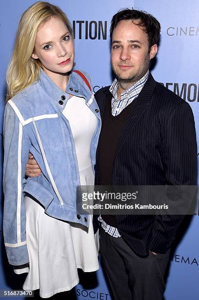 Actress Caitlin Mehner and writer and actor Danny Strong attend a screening of "Demolition" hosted by Fox Searchlight Pictures with the Cinema...