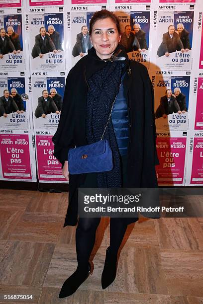 Actress Emmanuelle Galabru attends the "L'Etre ou pas" : Theater play at Theatre Antoine on March 21, 2016 in Paris, France.