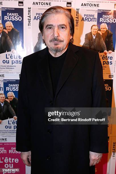 Singer Serge Lama attends the "L'Etre ou pas" : Theater play at Theatre Antoine on March 21, 2016 in Paris, France.