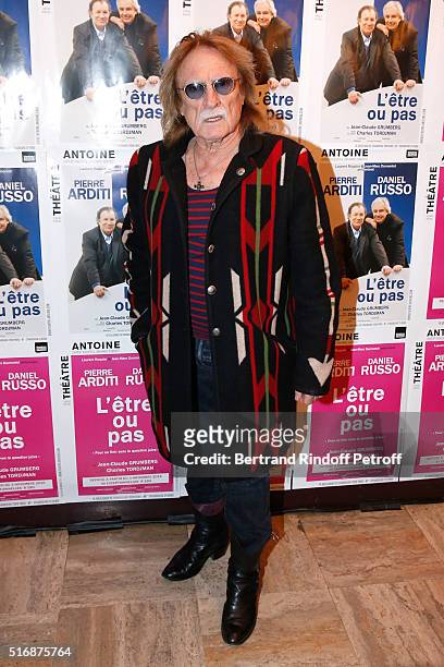 Singer Christophe attends the "L'Etre ou pas" : Theater play at Theatre Antoine on March 21, 2016 in Paris, France.
