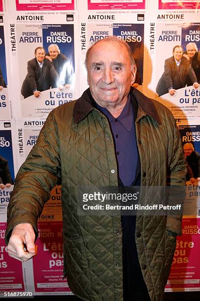 Actor Claude Brasseur attends the "L'Etre ou pas" : Theater play at Theatre Antoine on March 21, 2016 in Paris, France.
