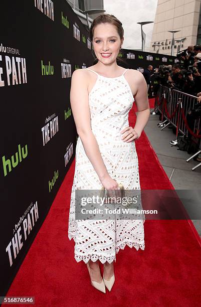 Actress Amy Forsyth attends The Path Premiere & Party at ArcLight Hollywood on March 21, 2016 in Hollywood, California.