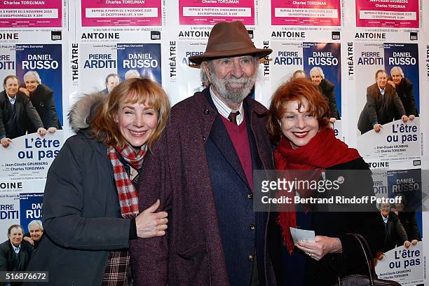 Actress Julie Depardieu, Jean Pierre Marielle and his wife Agathe Natanson attend the "L'Etre ou pas" : Theater play at Theatre Antoine on March 21,...