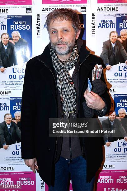 Humorist Stephane Guillon attends the "L'Etre ou pas" : Theater play at Theatre Antoine on March 21, 2016 in Paris, France.
