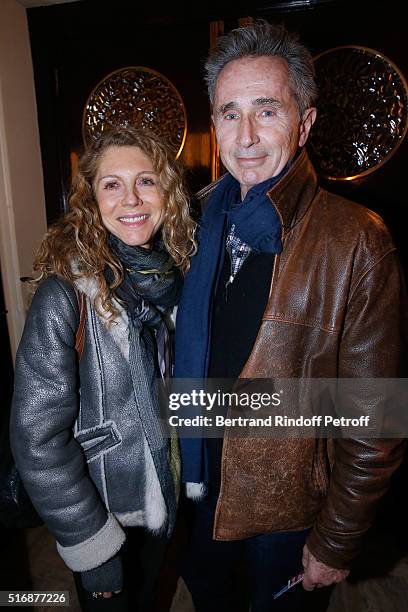 Actor Thierry Lhermitte and his wife Helene attend the "L'Etre ou pas" : Theater play at Theatre Antoine on March 21, 2016 in Paris, France.