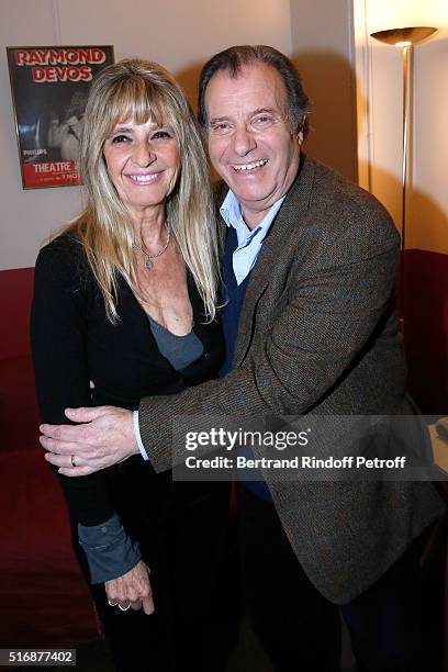 Actor of the Piece, Daniel Russo and his wife Lucie Russo attend the "L'Etre ou pas" : Theater play at Theatre Antoine on March 21, 2016 in Paris,...