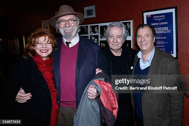 Jean Pierre Marielle and his wife Agathe Natanson with Actors of the Piece, Pierre Arditi and Daniel Russo attend the "L'Etre ou pas" : Theater play...