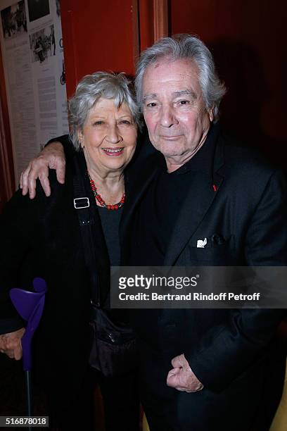 Actress Juliette Carre and Actor of the Piece, Pierre Arditi attend the "L'Etre ou pas" : Theater play at Theatre Antoine on March 21, 2016 in Paris,...