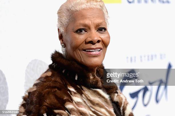 Dionne Warwick attends the world premiere of National Geographic's "The Story Of God" with Morgan Freeman at Jazz at Lincoln Center on March 21, 2016...