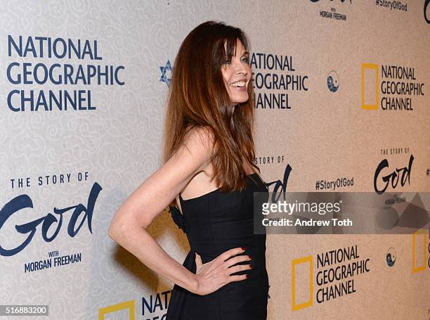Carol Alt attends the world premiere of National Geographic's "The Story Of God" with Morgan Freeman at Jazz at Lincoln Center on March 21, 2016 in...