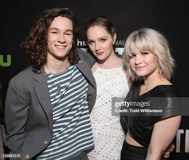 Actors Kyle Allen, Amy Forsyth and Sarah Jones attend The Path Premiere & Party at ArcLight Hollywood on March 21, 2016 in Hollywood, California.