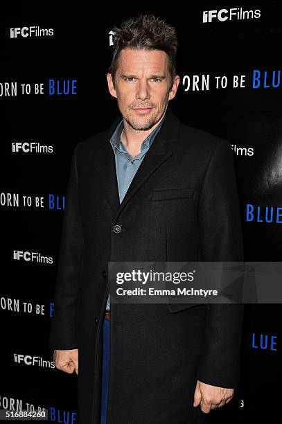 Actor Ethan Hawke arrives at the premiere of IFC Films' "Born To Be Blue" at the Regent Theater on March 21, 2016 in Los Angeles, California.