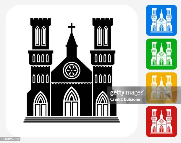 church building icon flat graphic design - chapel stock illustrations