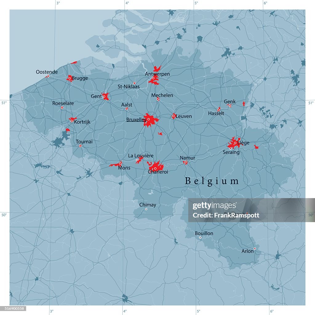 Belgium Vector Road Map