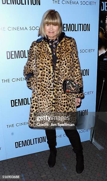 Anne McNally attends the Fox Searchlight Pictures with The Cinema Society host a screening of "Demolition" at the SVA Theater on March 21, 2016 in...