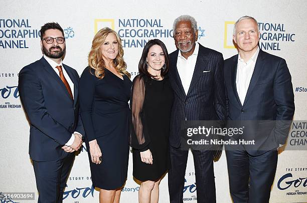Tim Pastore, Lori McCreary, Courteney Monroe, Morgan Freeman and James Younger attend National Geographic "The Story Of God" With Morgan Freeman...