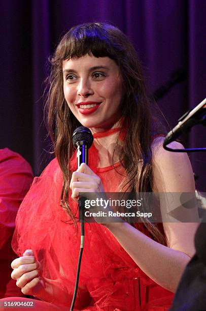 Singer/musician Teri Gender Bender of Le Butcherettes speaks onstage at Spotlight: Le Butcherettes at The GRAMMY Museum on March 21, 2016 in Los...