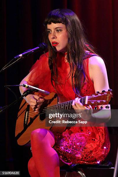 Singer/musician Teri Gender Bender of Le Butcherettes performs at Spotlight: Le Butcherettes at The GRAMMY Museum on March 21, 2016 in Los Angeles,...