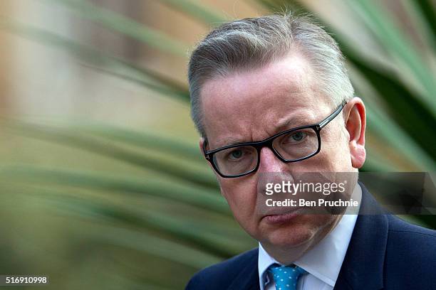 Secretary of State for Justice Michael Gove arrives for the weekly cabinet meeting chaired by British Prime Minister David Cameron at Number 10...