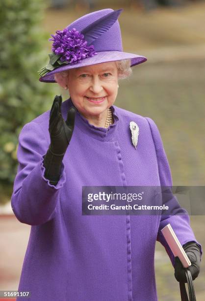 Queen Elizabeth leaves Chester Cathedral after the wedding of Lady Tamara Grovesnor on November 6, 2004 in Chester, England. Lady Tamara is the...