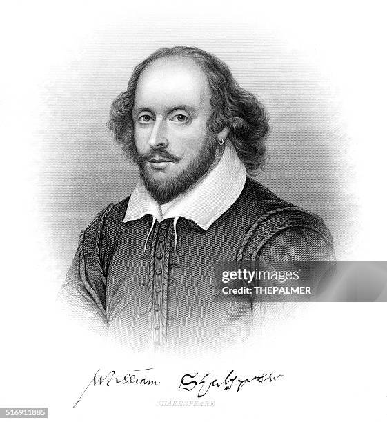 william shakespeare engraving - shakespeare portrait stock illustrations